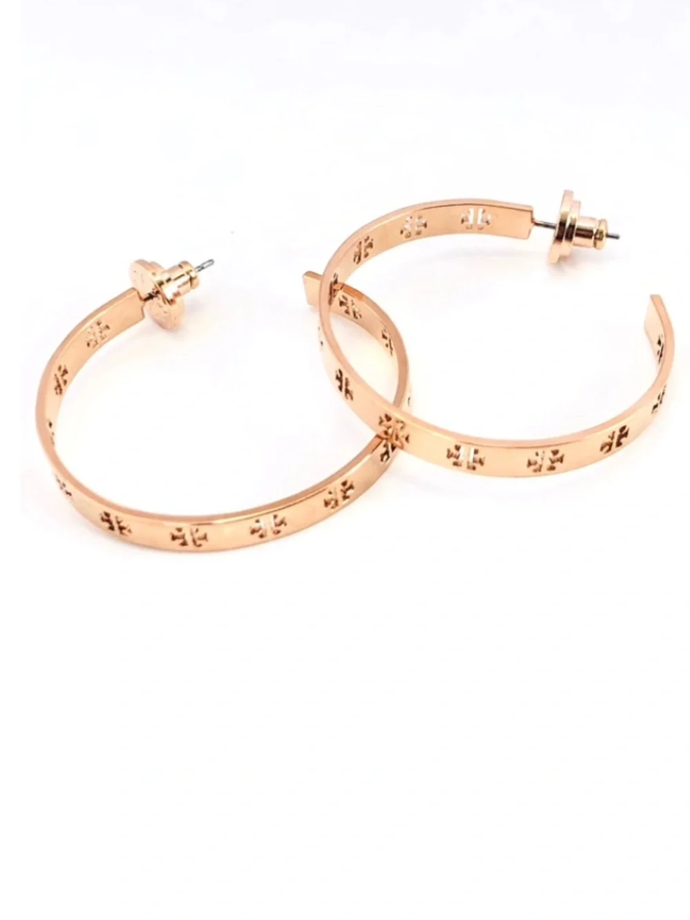 Tory Burch Logo Cutout Gold Hoop Earrings